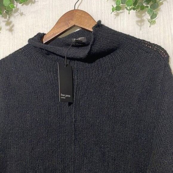 Free Press Clothing Black Mock Neck Pullover Sweater NWT Large - Picture 2 of 9